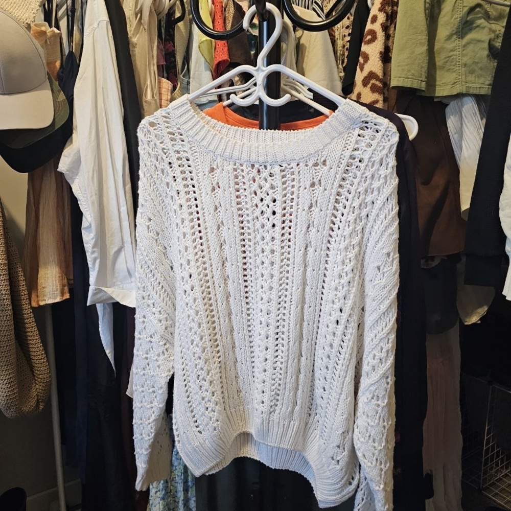 MINKPINK White Knit Crew Neck Sweater